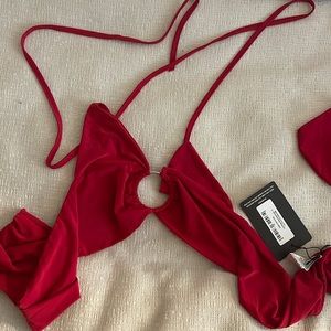 Pretty Little Things red plunge ring Bralet